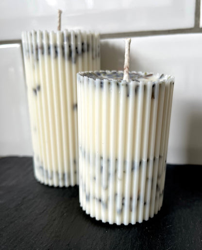 Lavender Ribbed Pillar candle